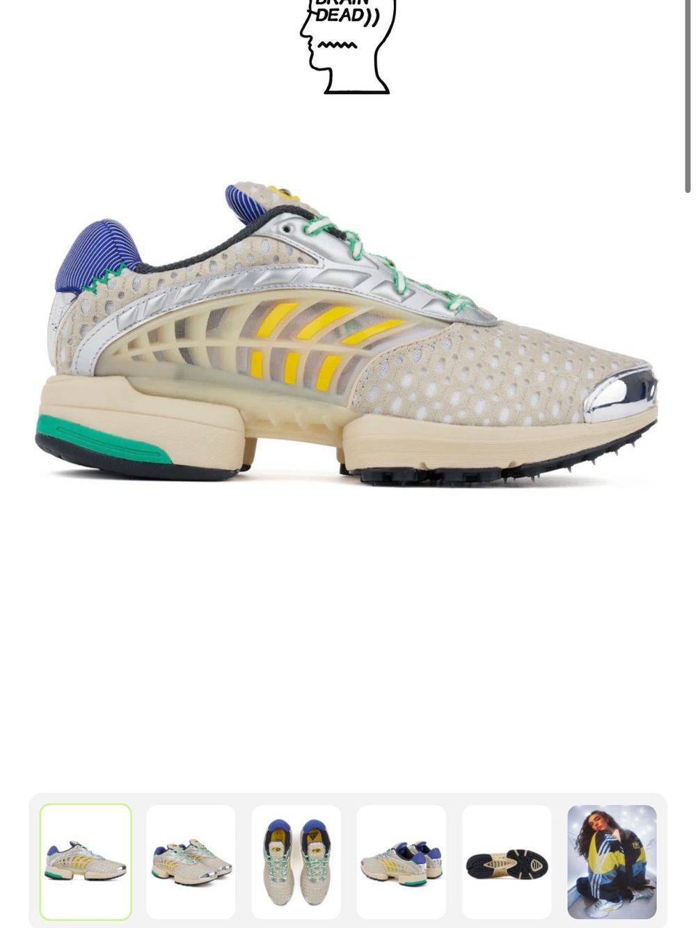 Brain Dead Beige Silver Yellow Green Accent Sneakers - Picture 4 of 4